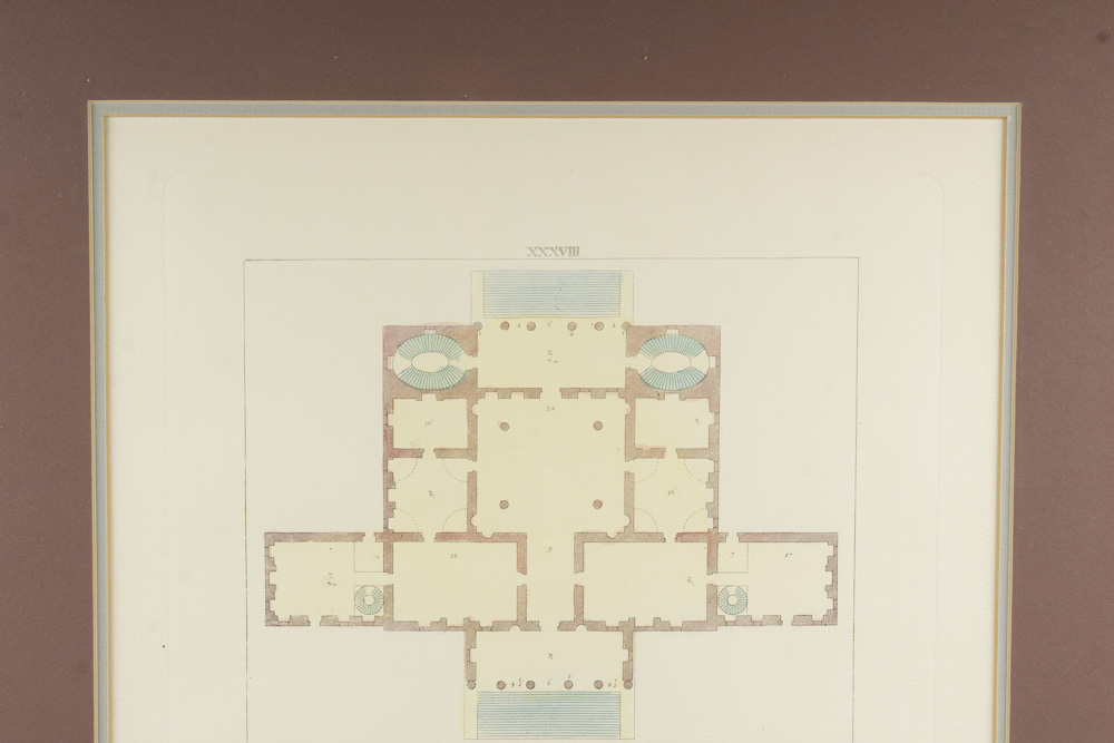 Hand Tinted Etching "The Architecture of Andrea Palladio" Printed By John Darby