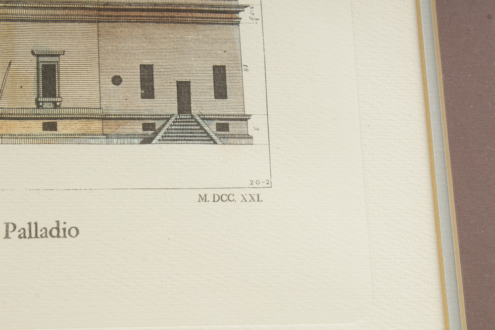 Hand Tinted Etching "The Architecture of Andrea Palladio" Printed By John Darby