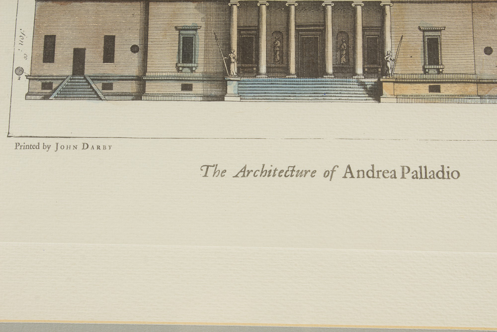 Hand Tinted Etching "The Architecture of Andrea Palladio" Printed By John Darby