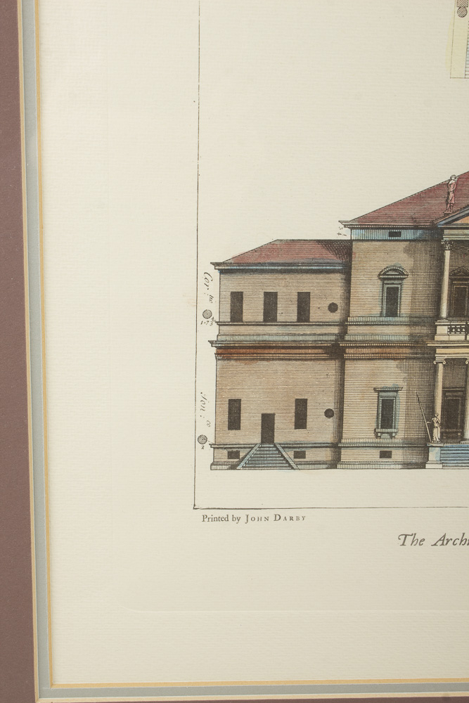 Hand Tinted Etching "The Architecture of Andrea Palladio" Printed By John Darby