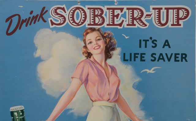 Vintage Original Julis Erbit "Drink Sober-Up" Standing Advertisement