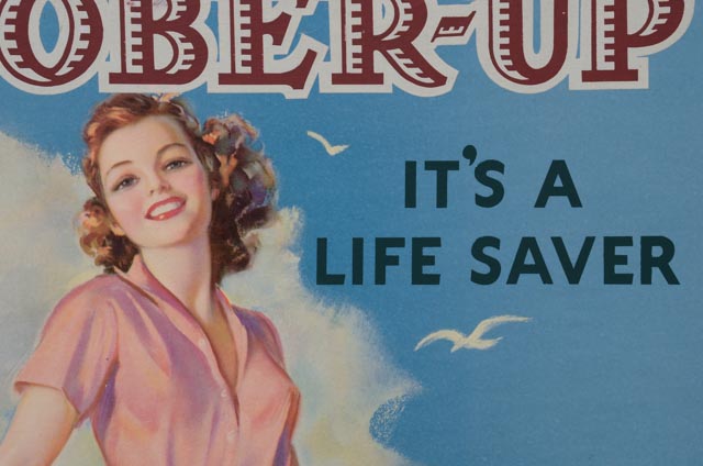 Vintage Original Julis Erbit "Drink Sober-Up" Standing Advertisement