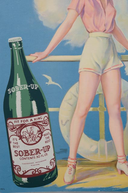 Vintage Original Julis Erbit "Drink Sober-Up" Standing Advertisement