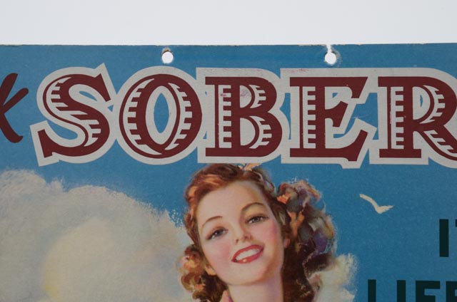 Vintage Original Julis Erbit "Drink Sober-Up" Standing Advertisement