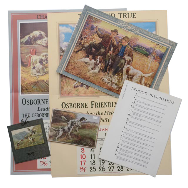 Collection of Hunting Dog-Themed Original Vintage Art Calendars