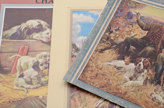 Collection of Hunting Dog-Themed Original Vintage Art Calendars