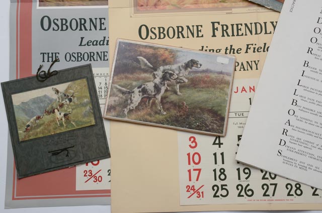 Collection of Hunting Dog-Themed Original Vintage Art Calendars