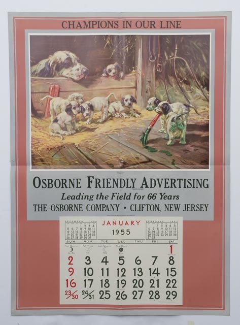 Collection of Hunting Dog-Themed Original Vintage Art Calendars