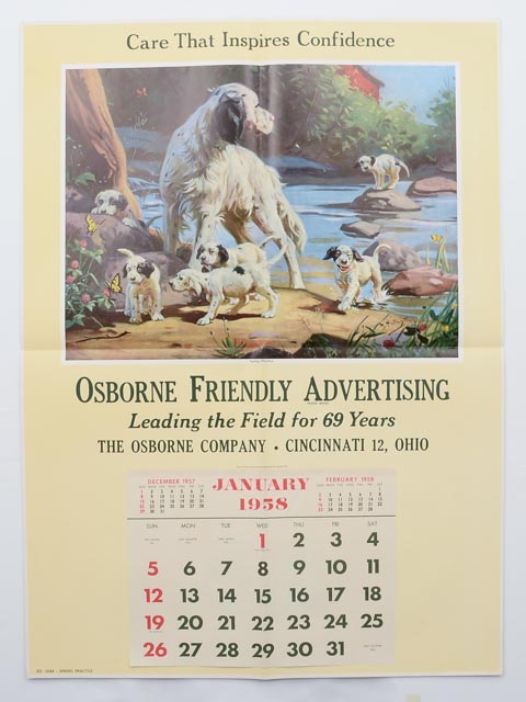 Collection of Hunting Dog-Themed Original Vintage Art Calendars