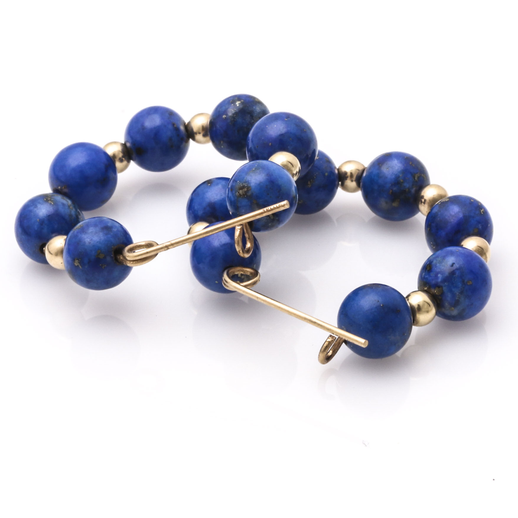 14K Yellow Gold and Denim Lapis Lazuli Jewelry
