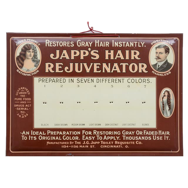 Japp's Hair Rejuvenator Vintage Tin Advertising Sign