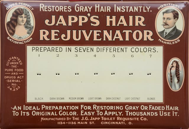 Japp's Hair Rejuvenator Vintage Tin Advertising Sign