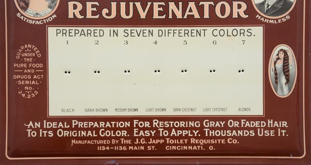 Japp's Hair Rejuvenator Vintage Tin Advertising Sign