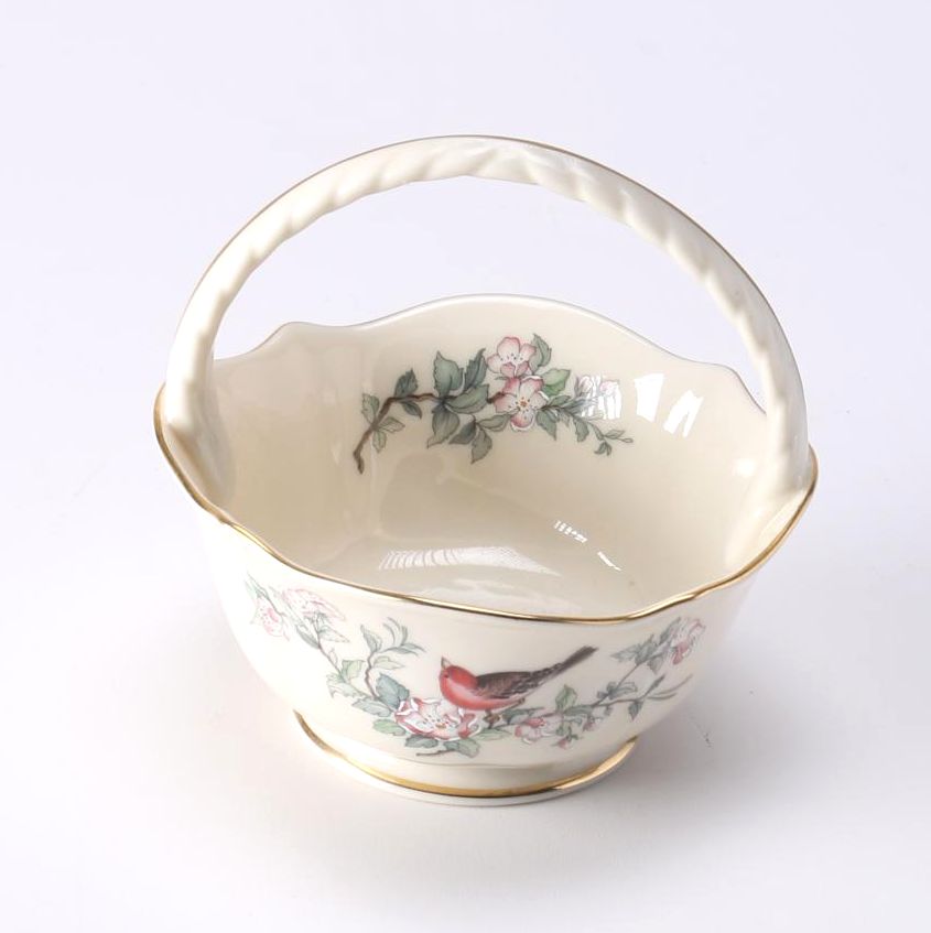 Lenox Porcelain Basket in the "Serenade" Pattern