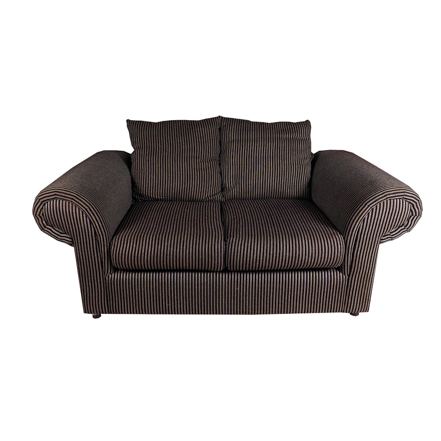 Contemporary Striped Upholstered Loveseat