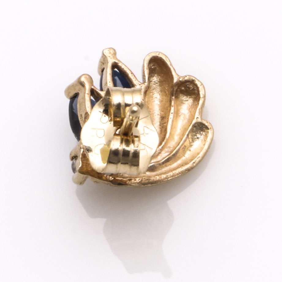 14K Yellow Gold Jewelry Set With Sapphires, Emeralds and Diamonds