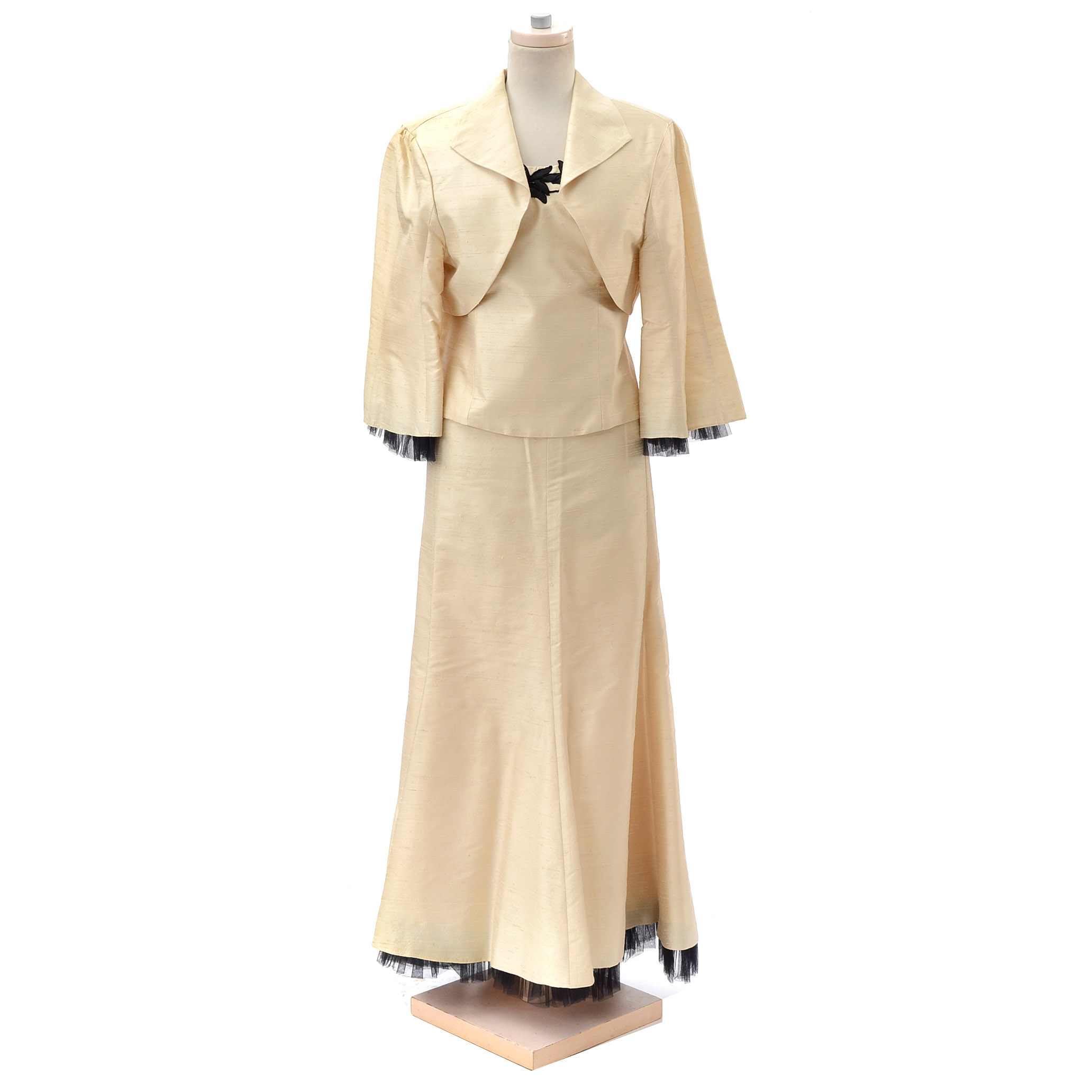 Ivory Silk Dupioni Three-Piece Ensemble