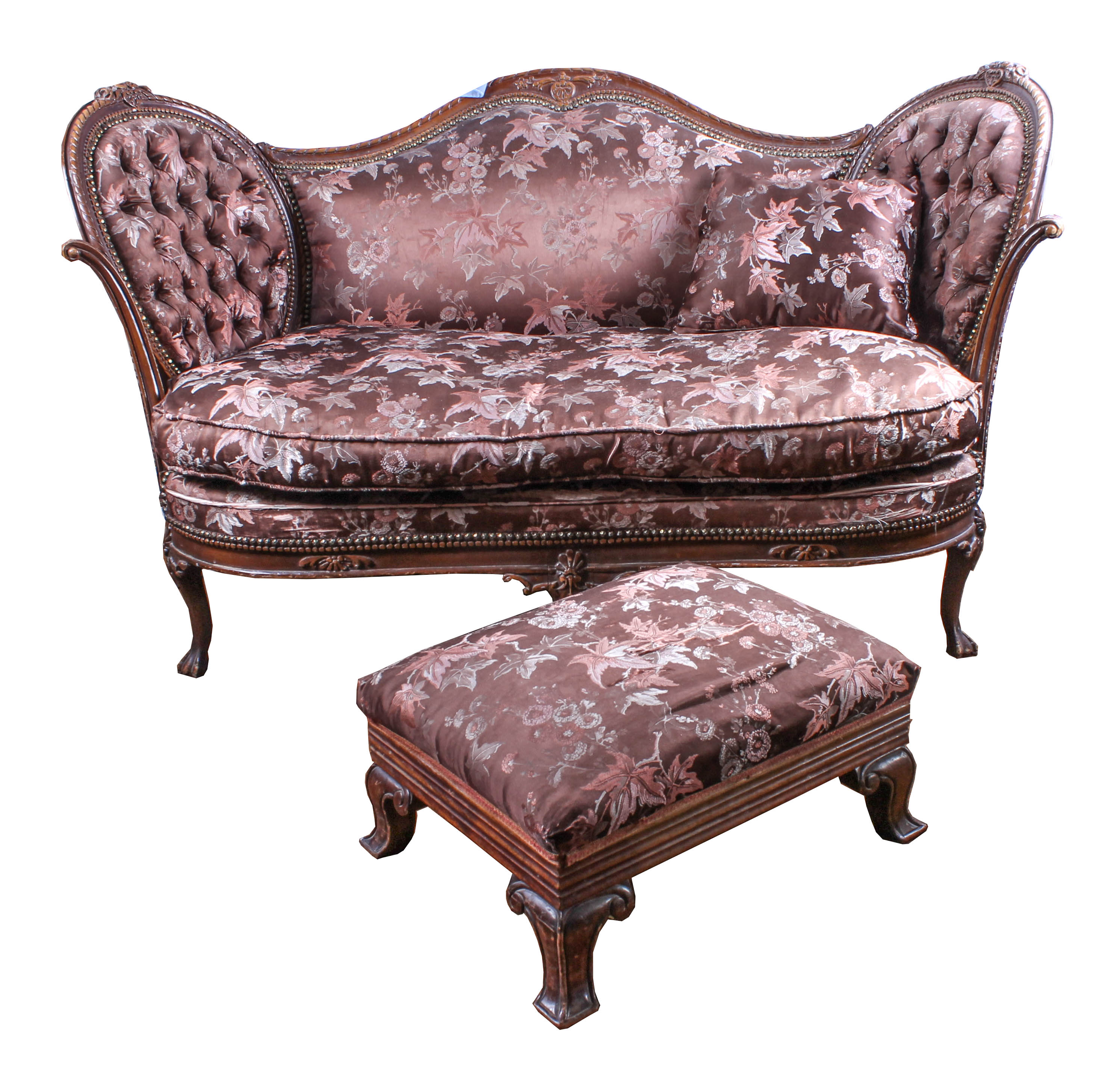 Vintage Settee with Matching Footrest