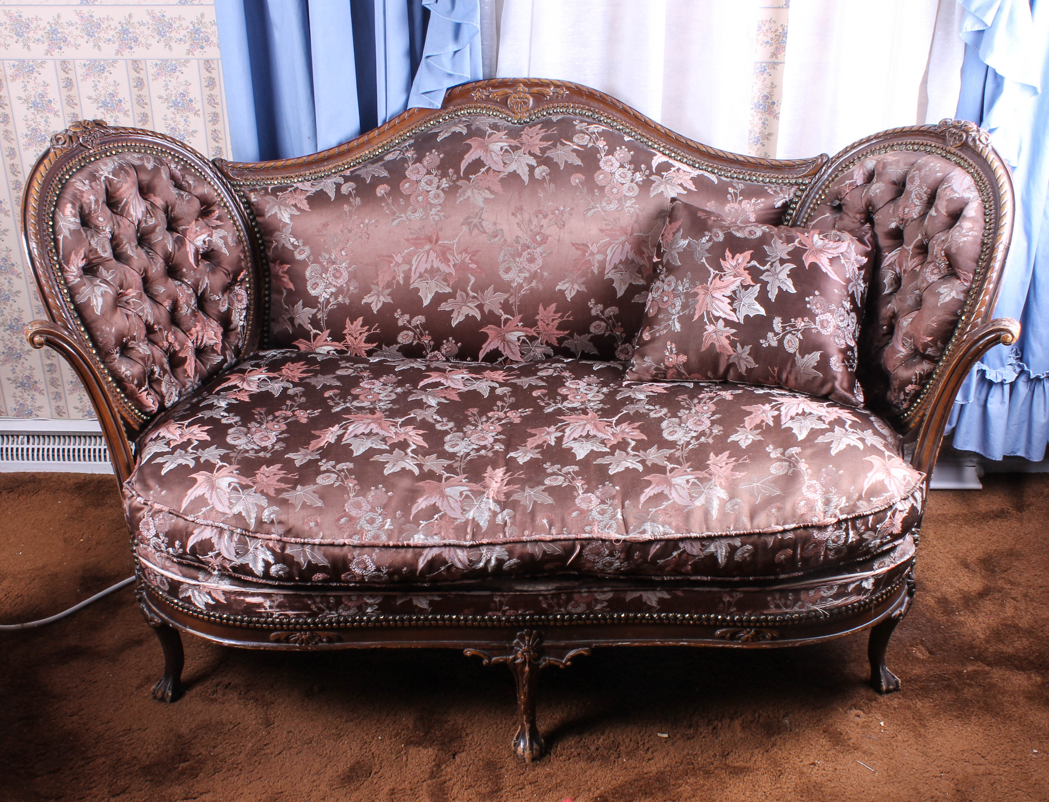 Vintage Settee with Matching Footrest
