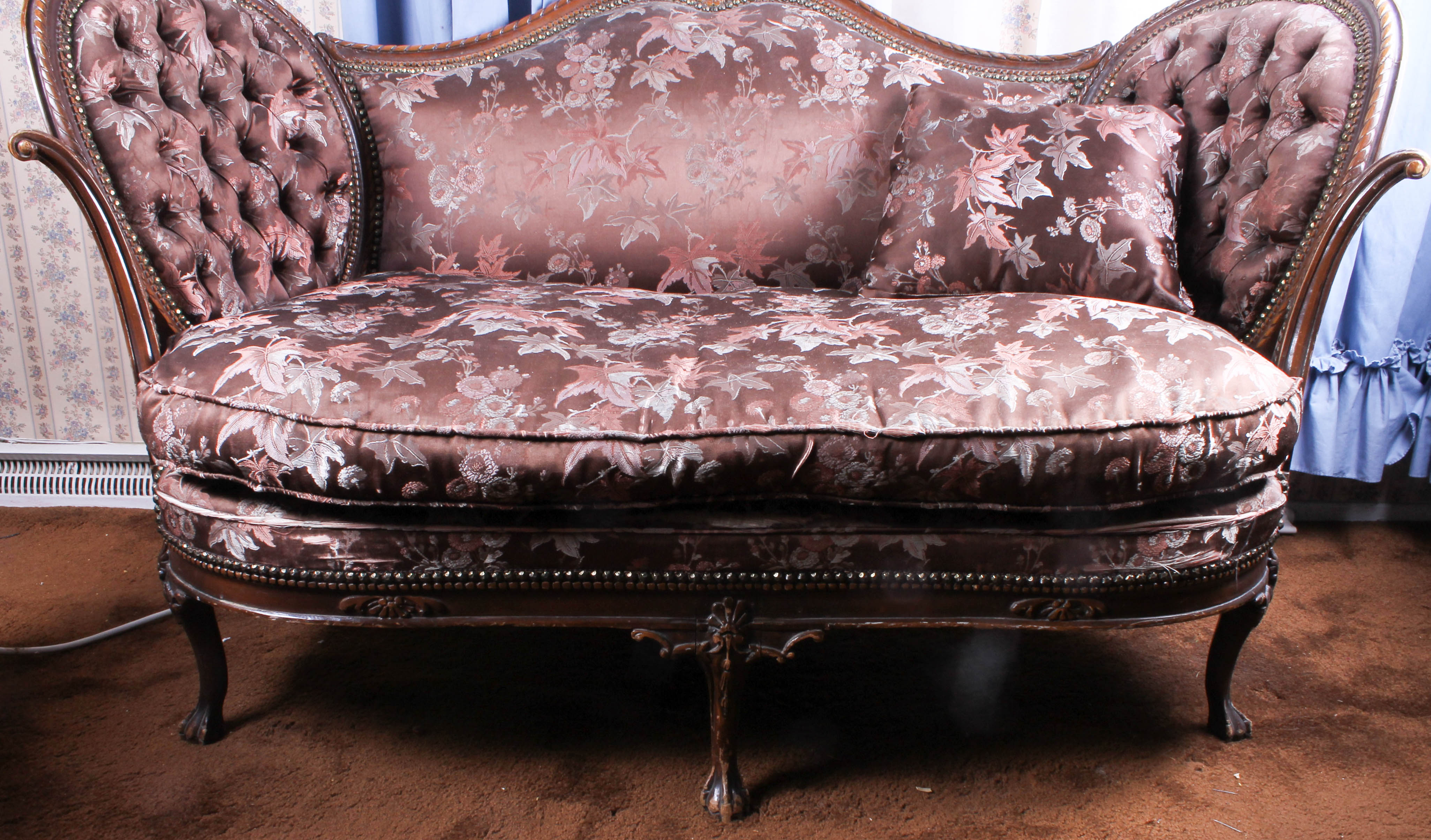 Vintage Settee with Matching Footrest