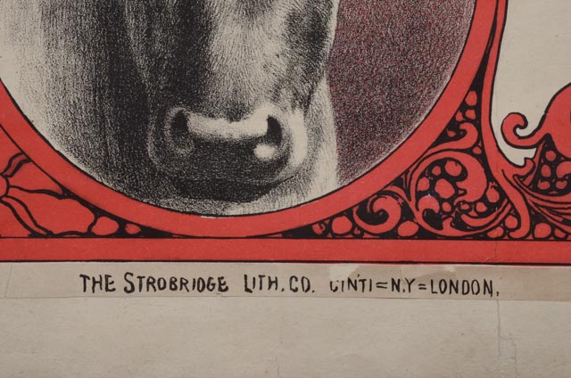 Original 1888 Stone Lithograph Livestock Poster Printed by The Strobridge Litho Co. of Cincinnati
