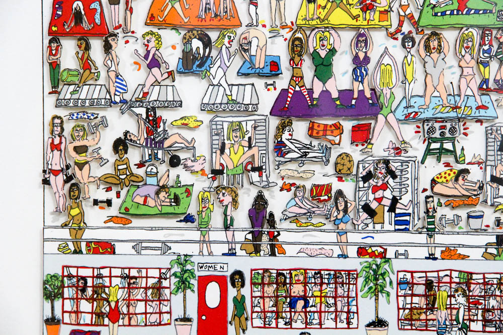 James Rizzi Three-Dimensional Lithograph "Women Who Work Out"