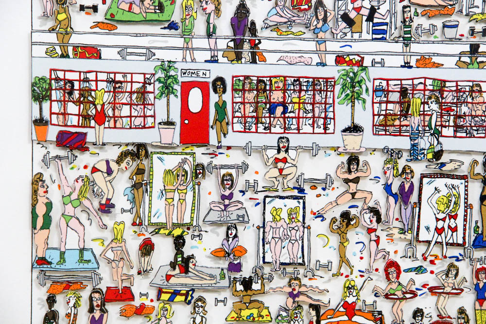 James Rizzi Three-Dimensional Lithograph "Women Who Work Out"