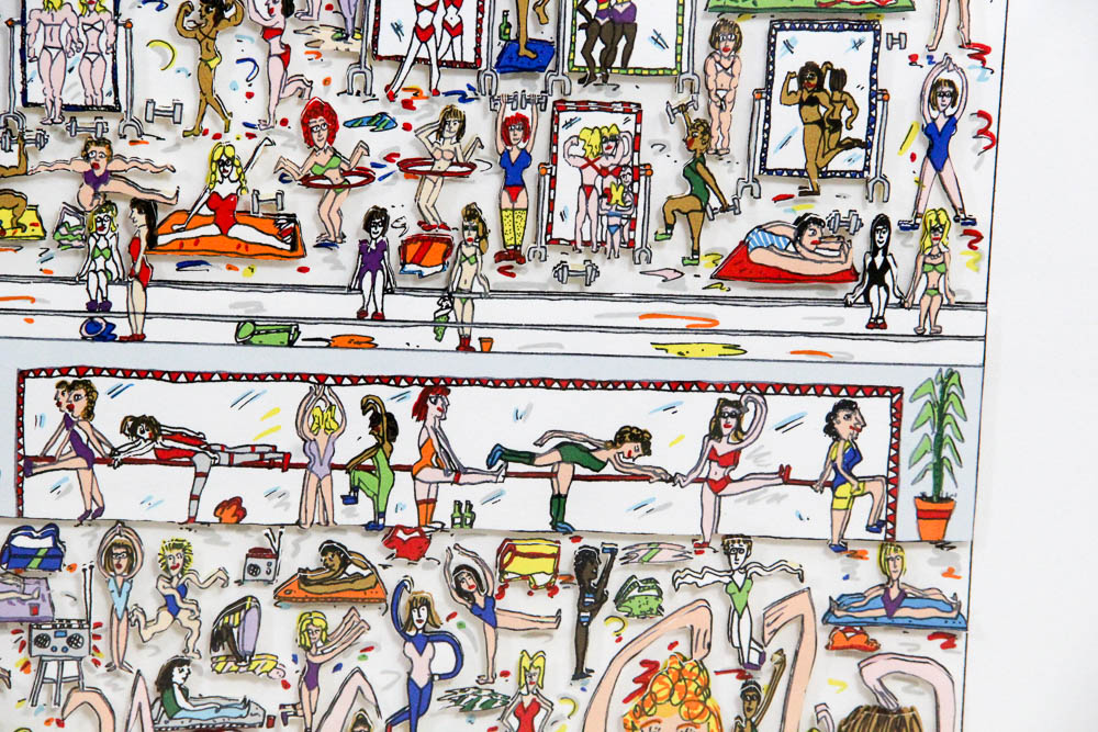 James Rizzi Three-Dimensional Lithograph "Women Who Work Out"