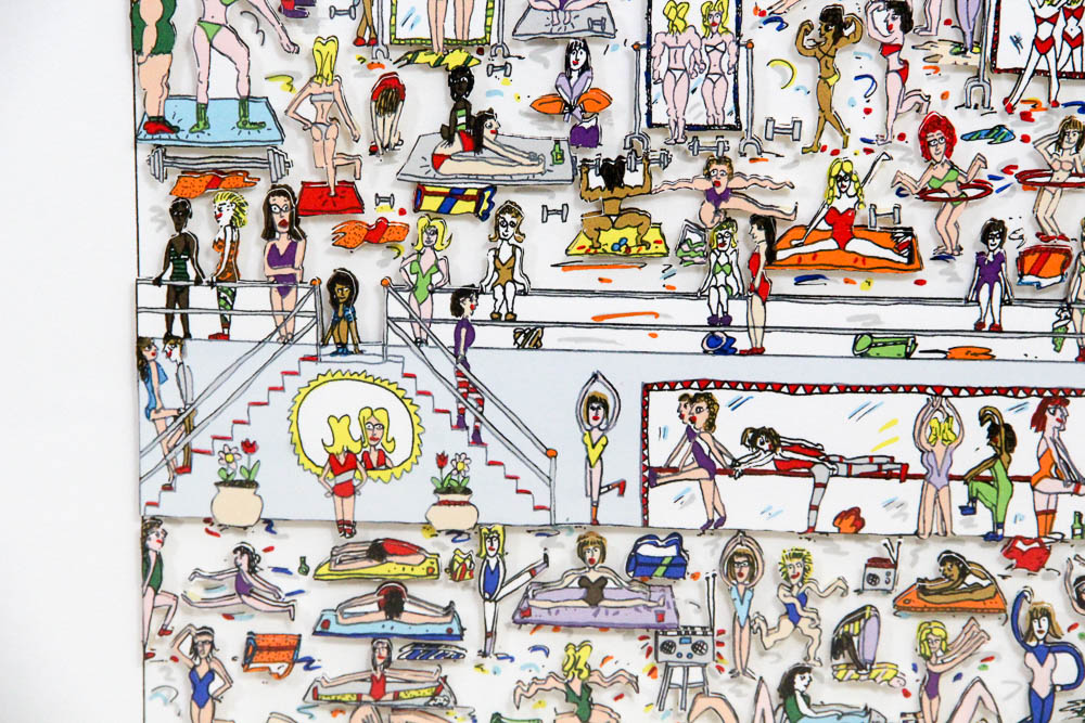James Rizzi Three-Dimensional Lithograph "Women Who Work Out"