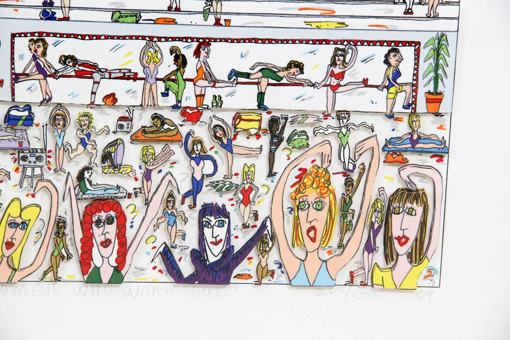 James Rizzi Three-Dimensional Lithograph "Women Who Work Out"