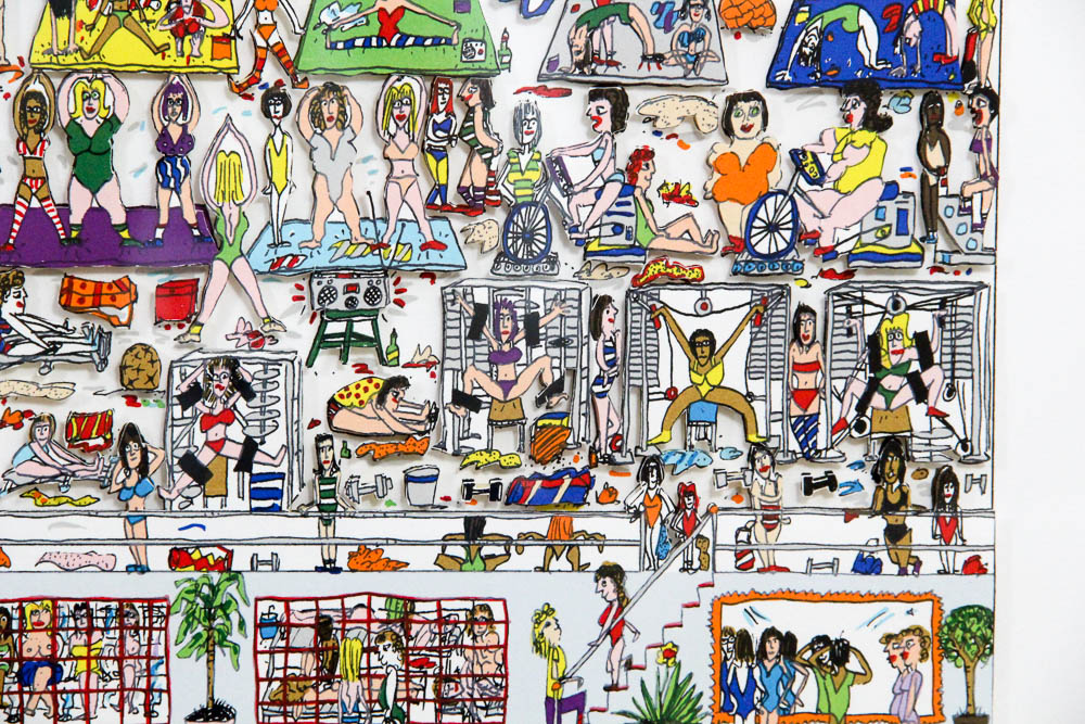 James Rizzi Three-Dimensional Lithograph "Women Who Work Out"