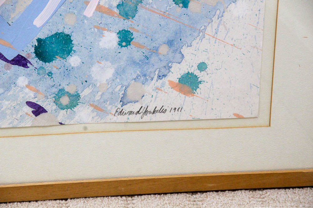 Edward Youkilis Original Acrylic on Paper Abstract