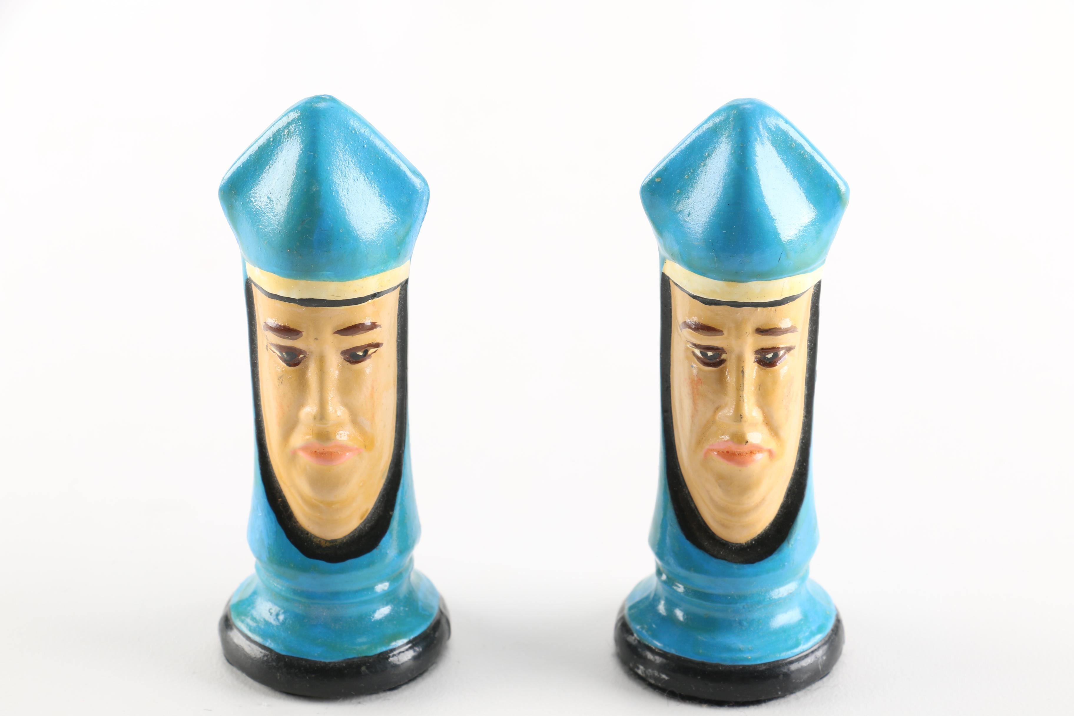 Vintage Hand Painted Plaster Chess Set