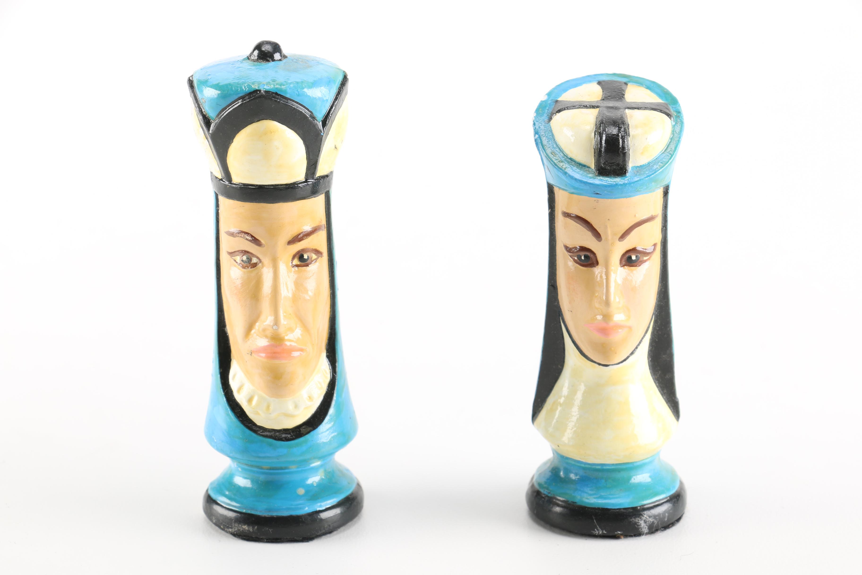 Vintage Hand Painted Plaster Chess Set