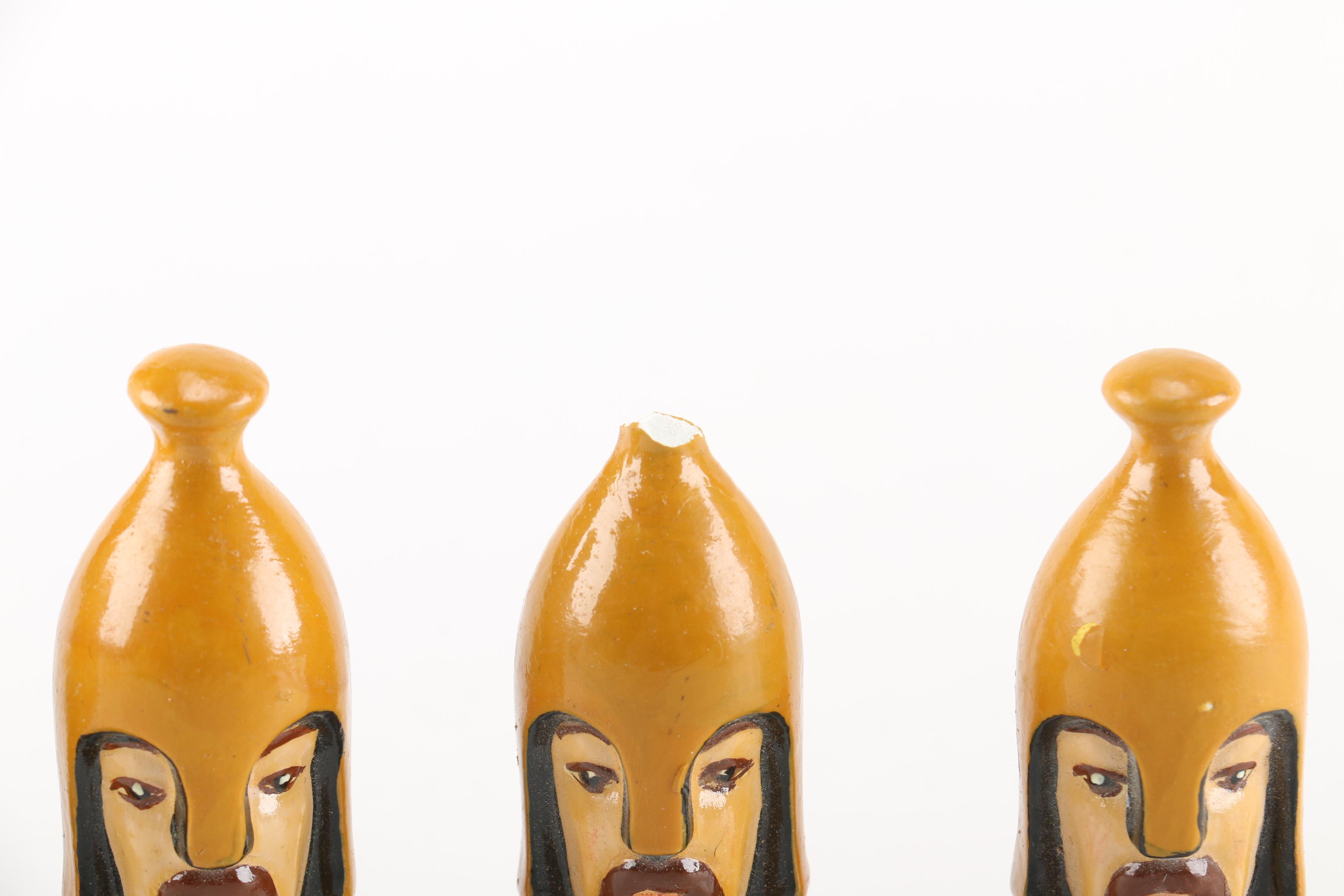 Vintage Hand Painted Plaster Chess Set