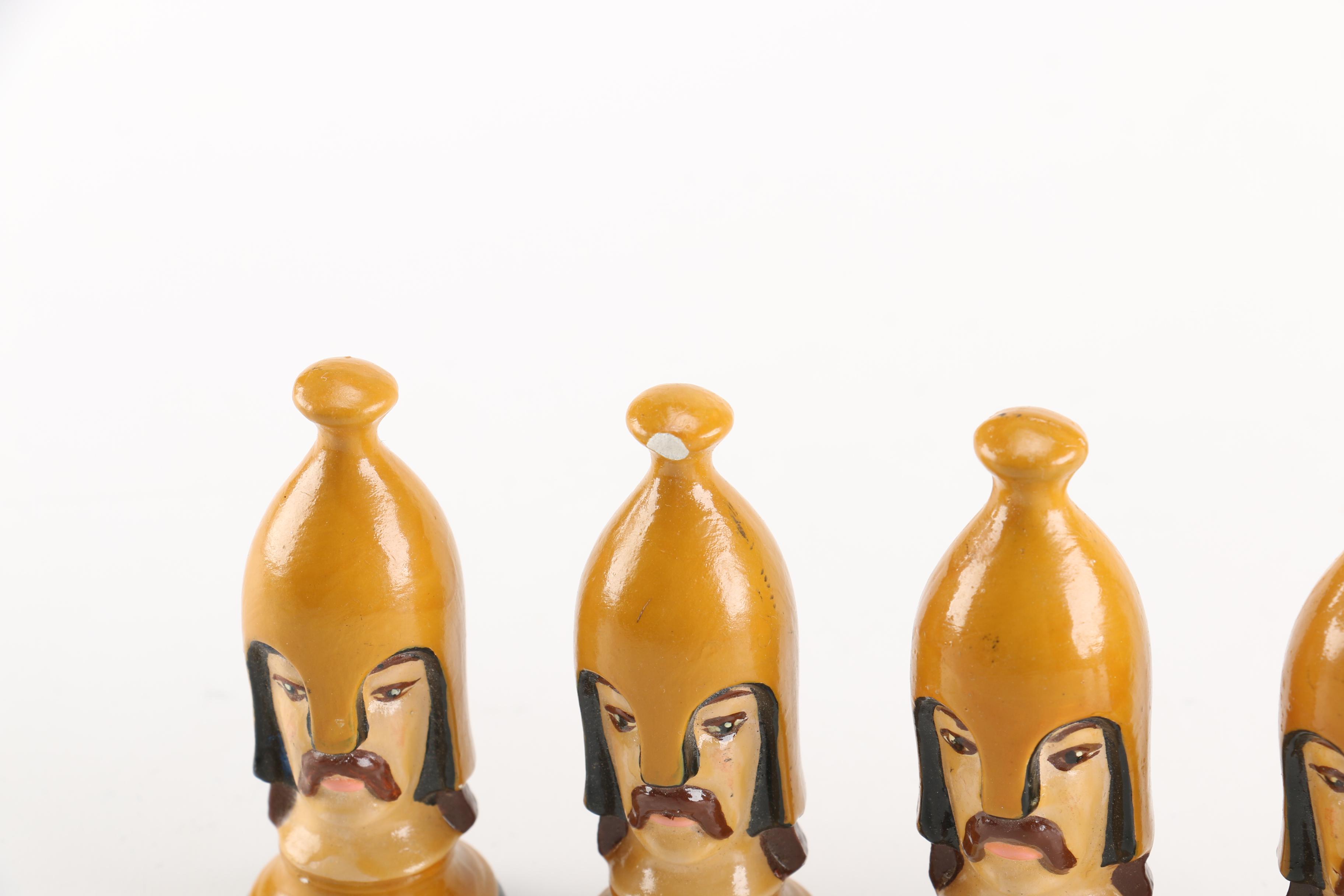 Vintage Hand Painted Plaster Chess Set