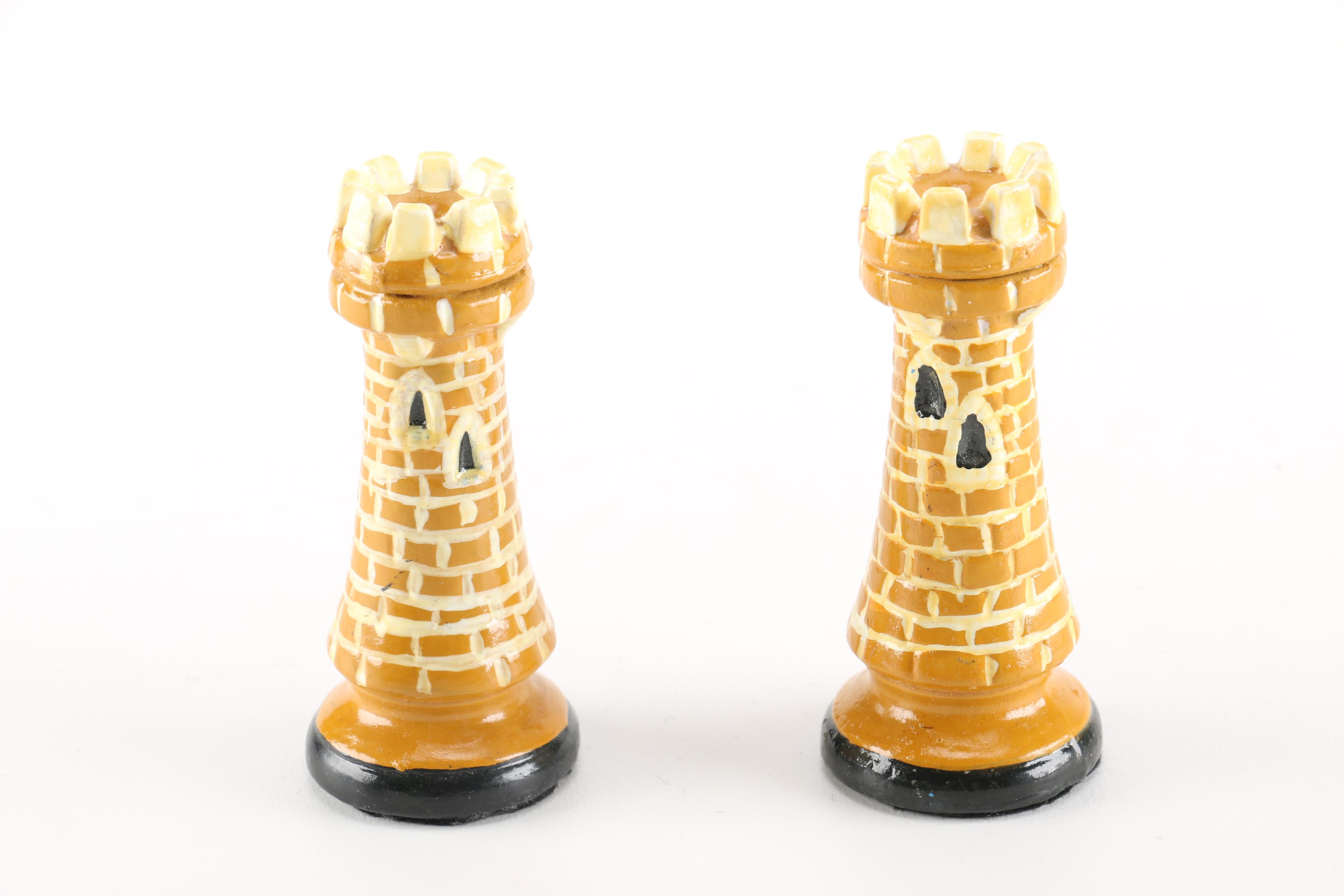 Vintage Hand Painted Plaster Chess Set
