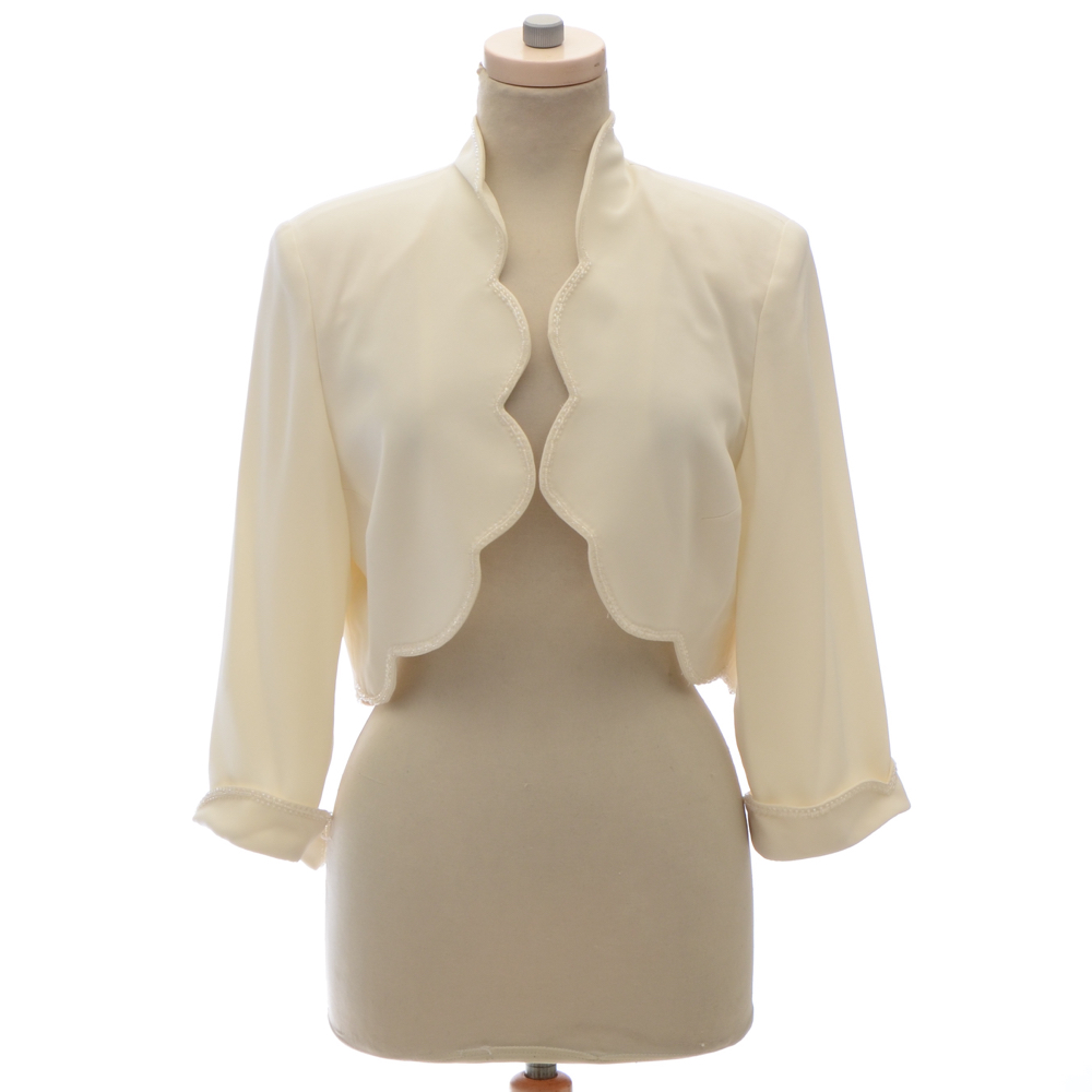 Cream Embellished Evening Gown with Jacket