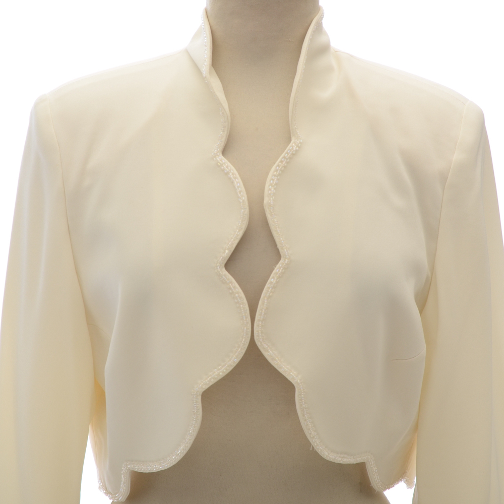 Cream Embellished Evening Gown with Jacket