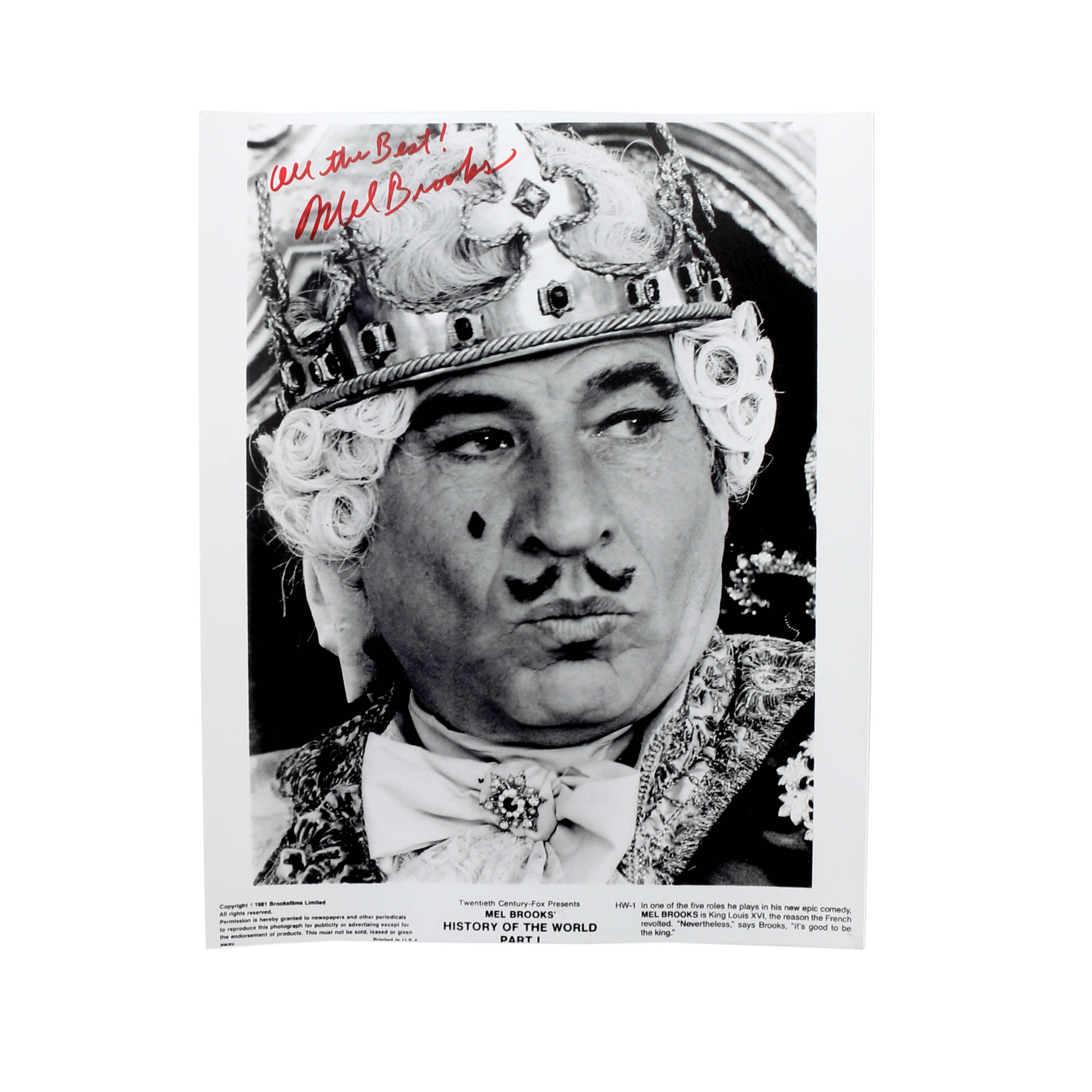 Mel Brooks Autographed Photo as King Louis XVI