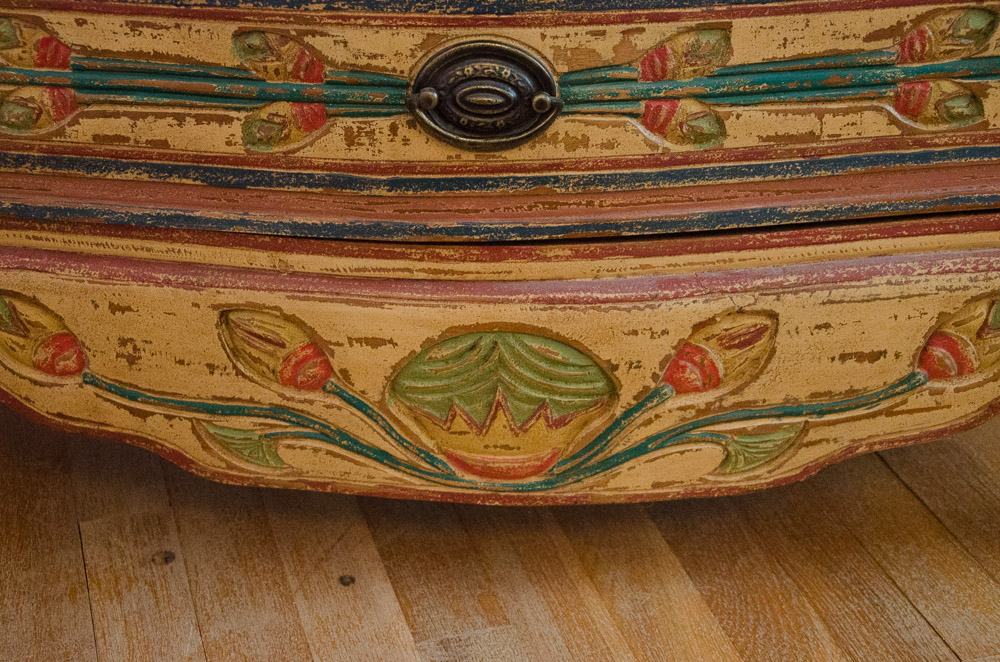 Antique French Polychrome Serpentine Chest of Drawers