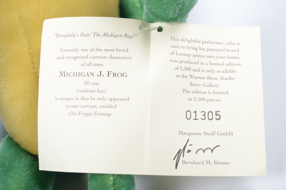Steiff Limited Edition Michigan J. Frog Stuffed Figure with COA