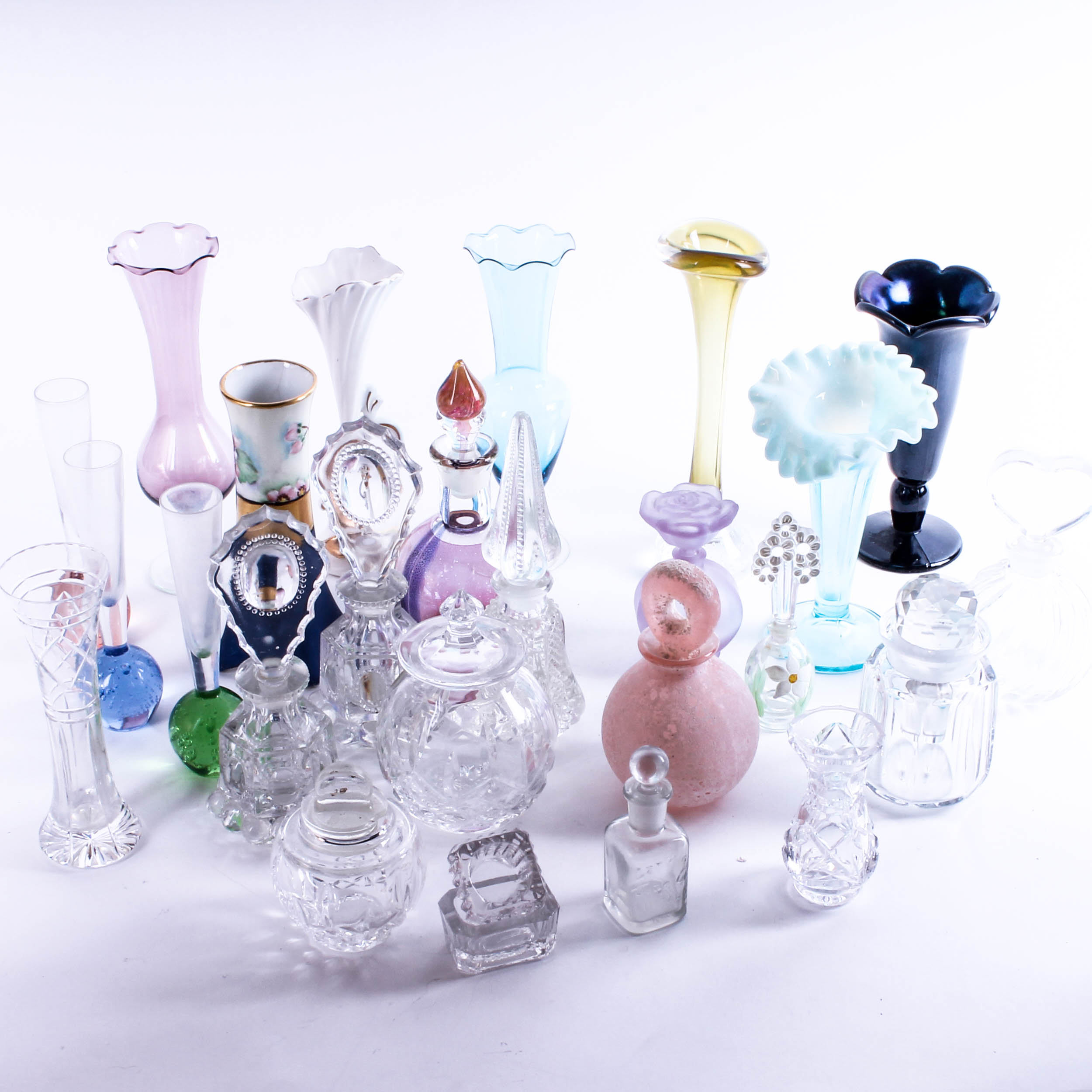 Collection of Glass Vases and Perfume Bottles