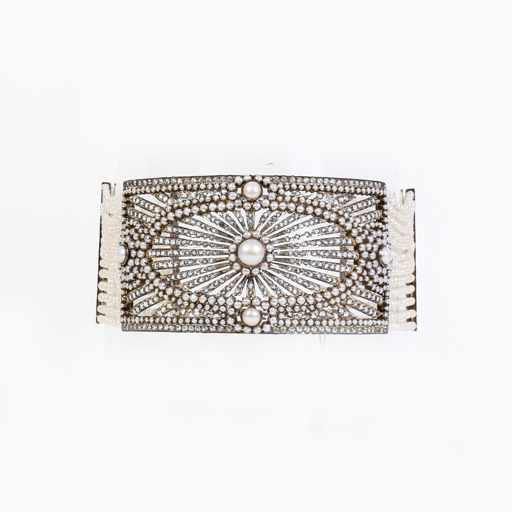 One of a Kind Freshwater Cultured Pear, Aquamarine and Silver Choker