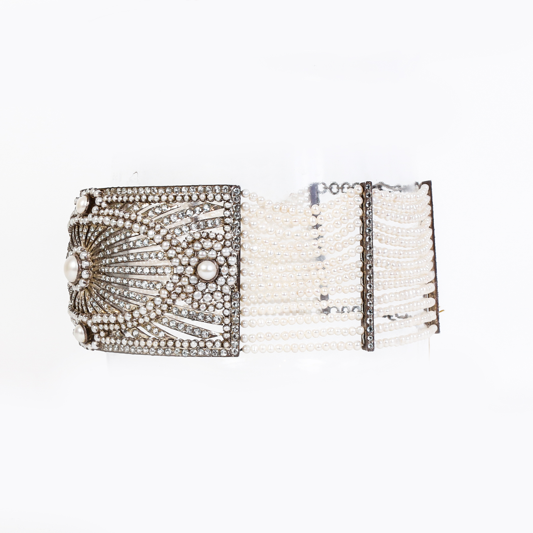 One of a Kind Freshwater Cultured Pear, Aquamarine and Silver Choker