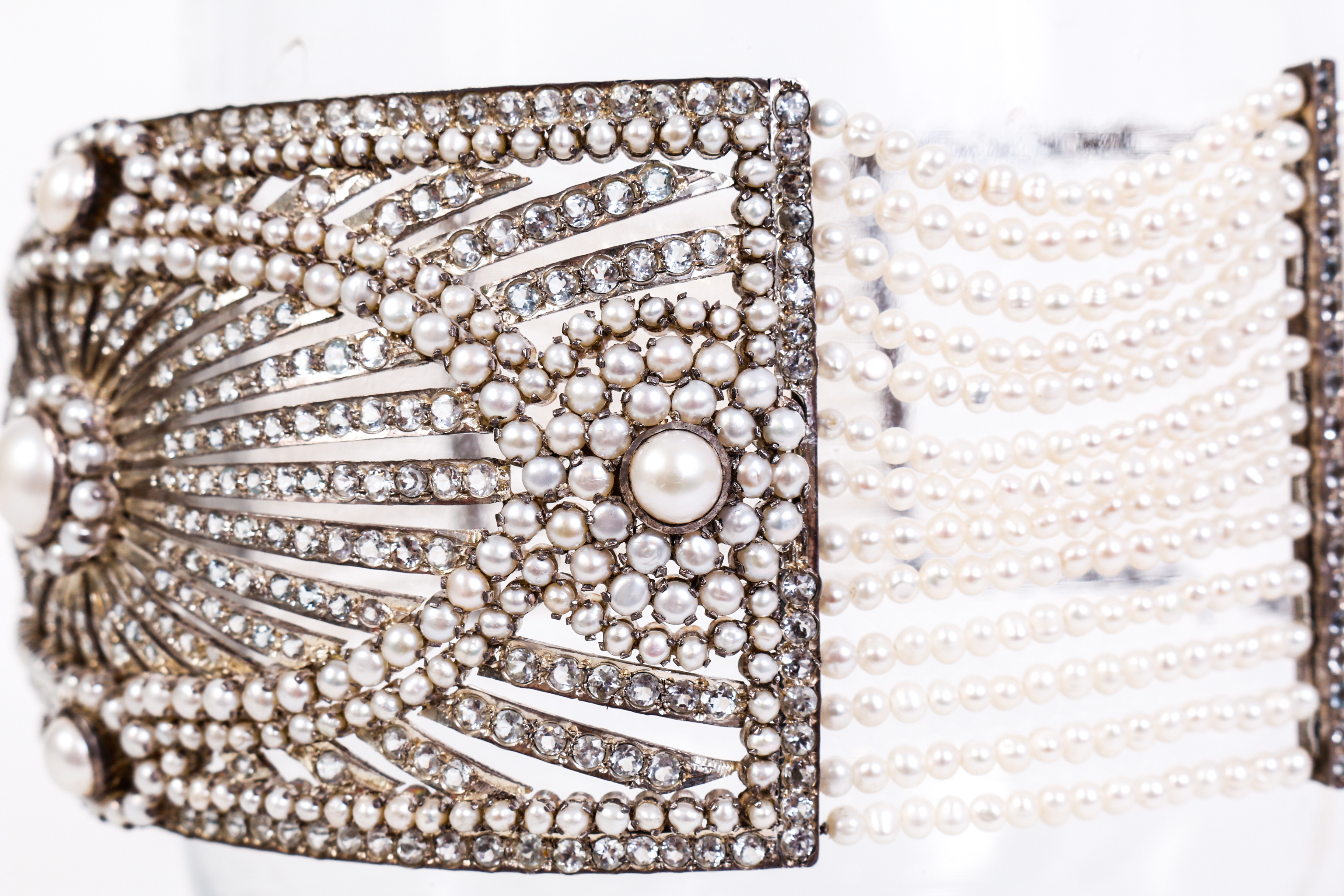 One of a Kind Freshwater Cultured Pear, Aquamarine and Silver Choker