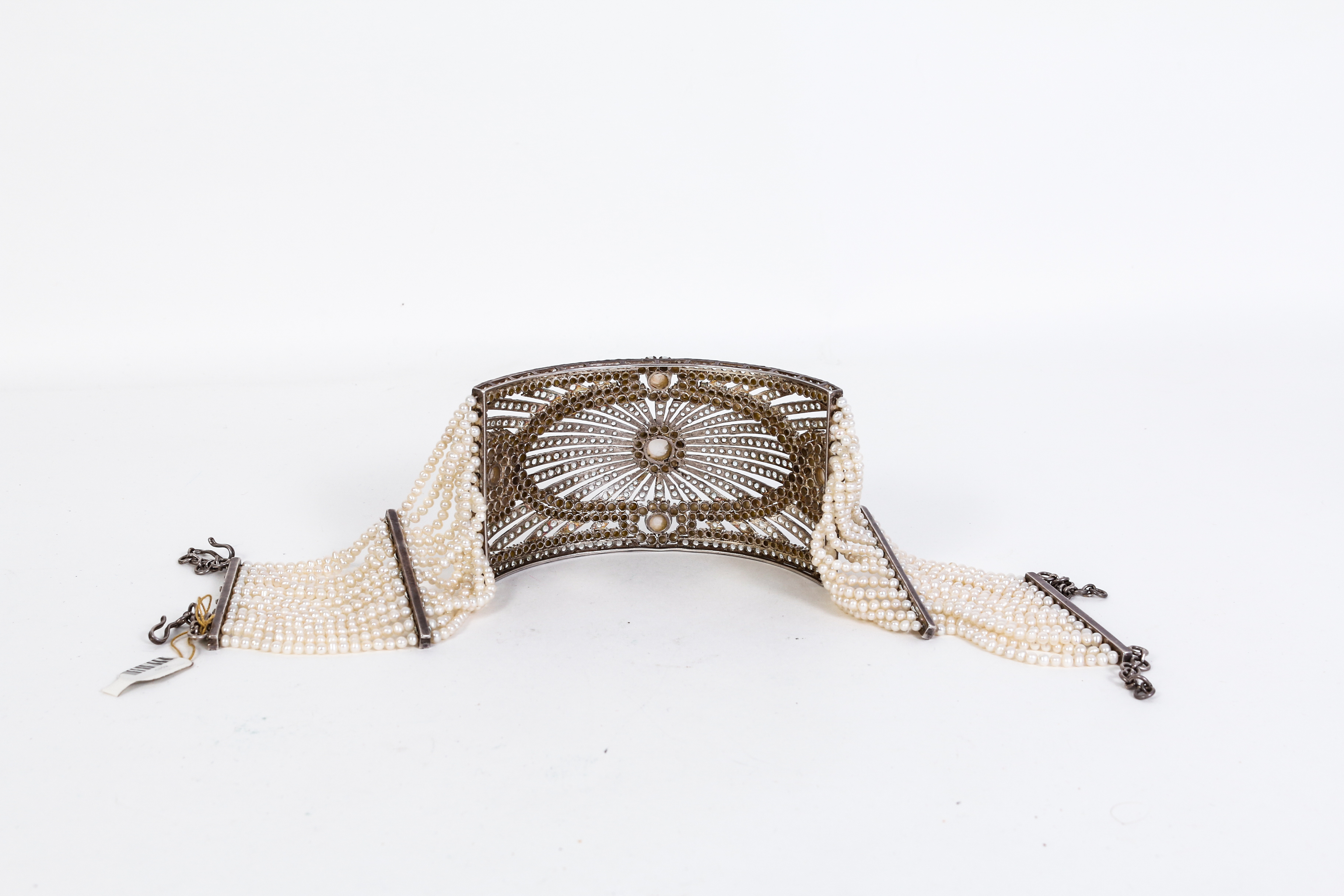 One of a Kind Freshwater Cultured Pear, Aquamarine and Silver Choker