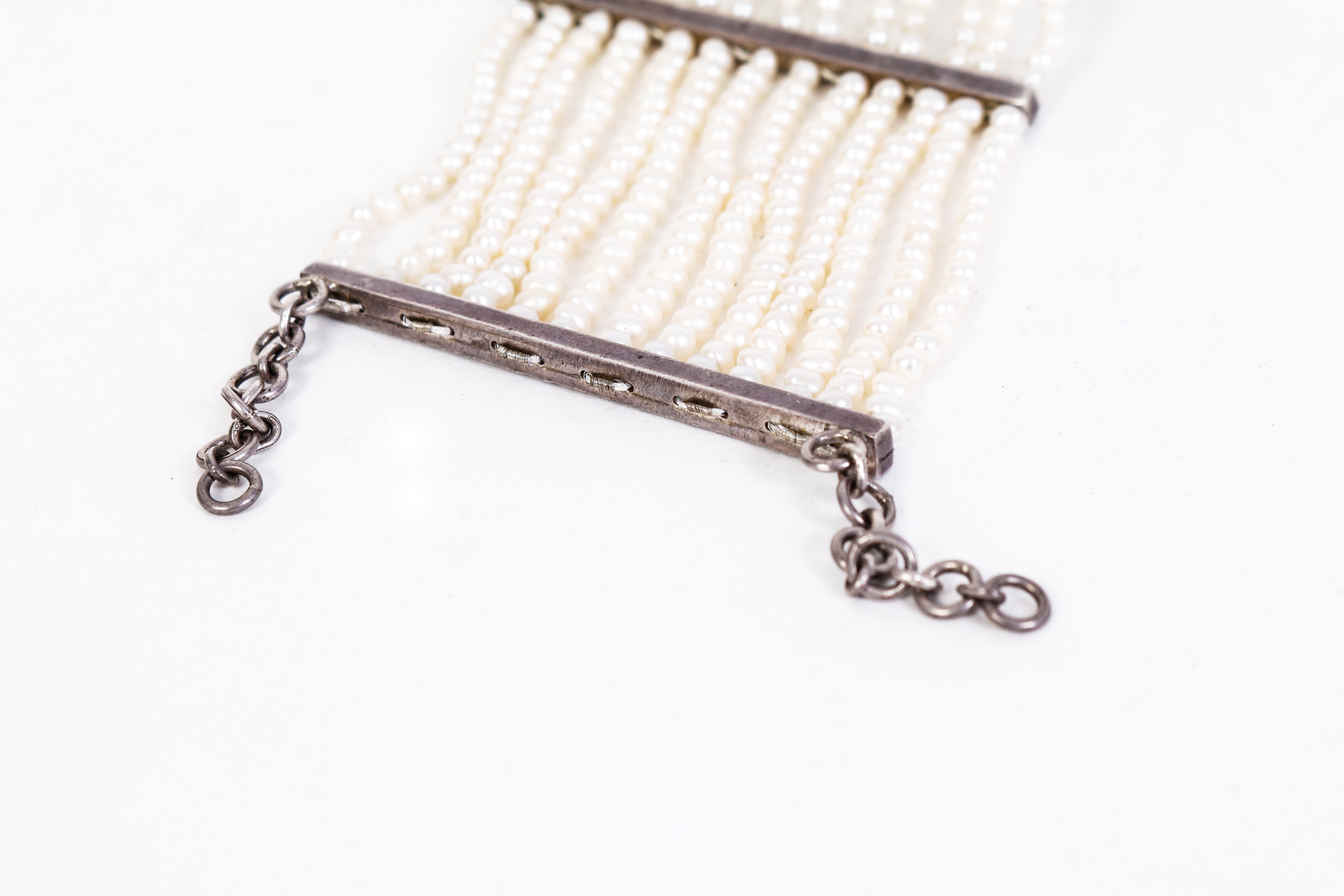 One of a Kind Freshwater Cultured Pear, Aquamarine and Silver Choker