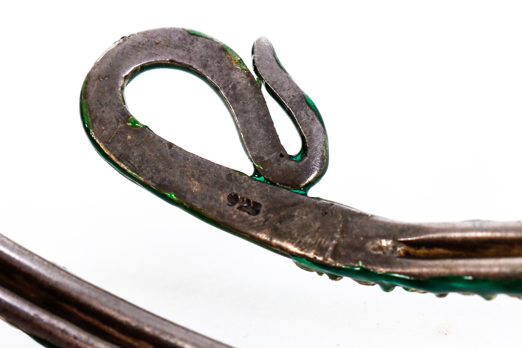 Vintage Multi-Stone, Enamel and Sterling Silver Snake Arm Cuff