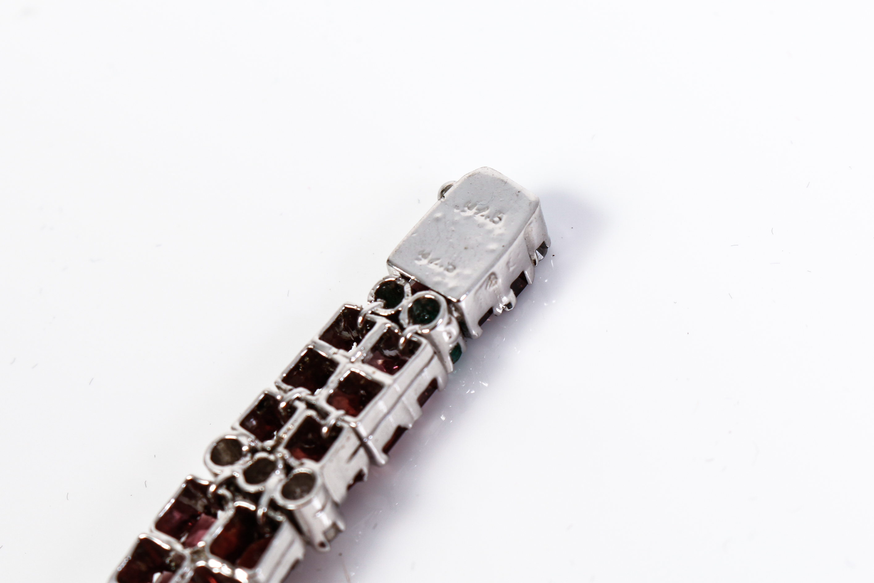 Vintage Sterling Silver ,Garnet, Emerald, Citrine and Cubic Zirconia Bracelet